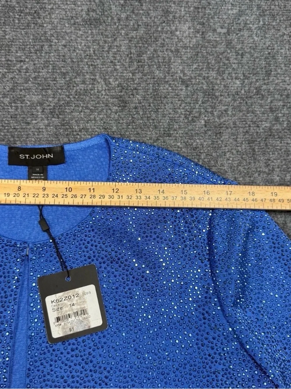 St. John Blue  knit crop jacket Size 14